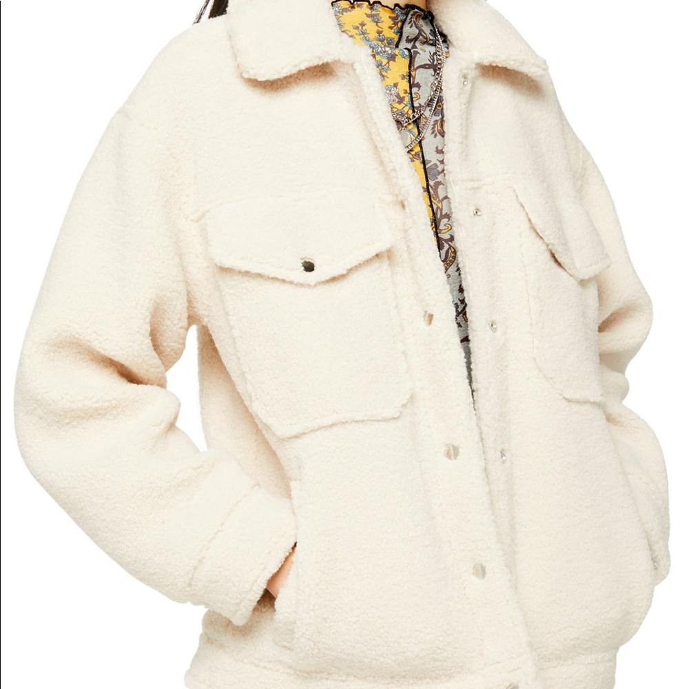 Topshop Borg Western Jacket - Cream